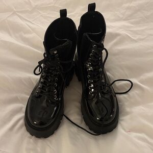 Black Patent Leather Women's Boots